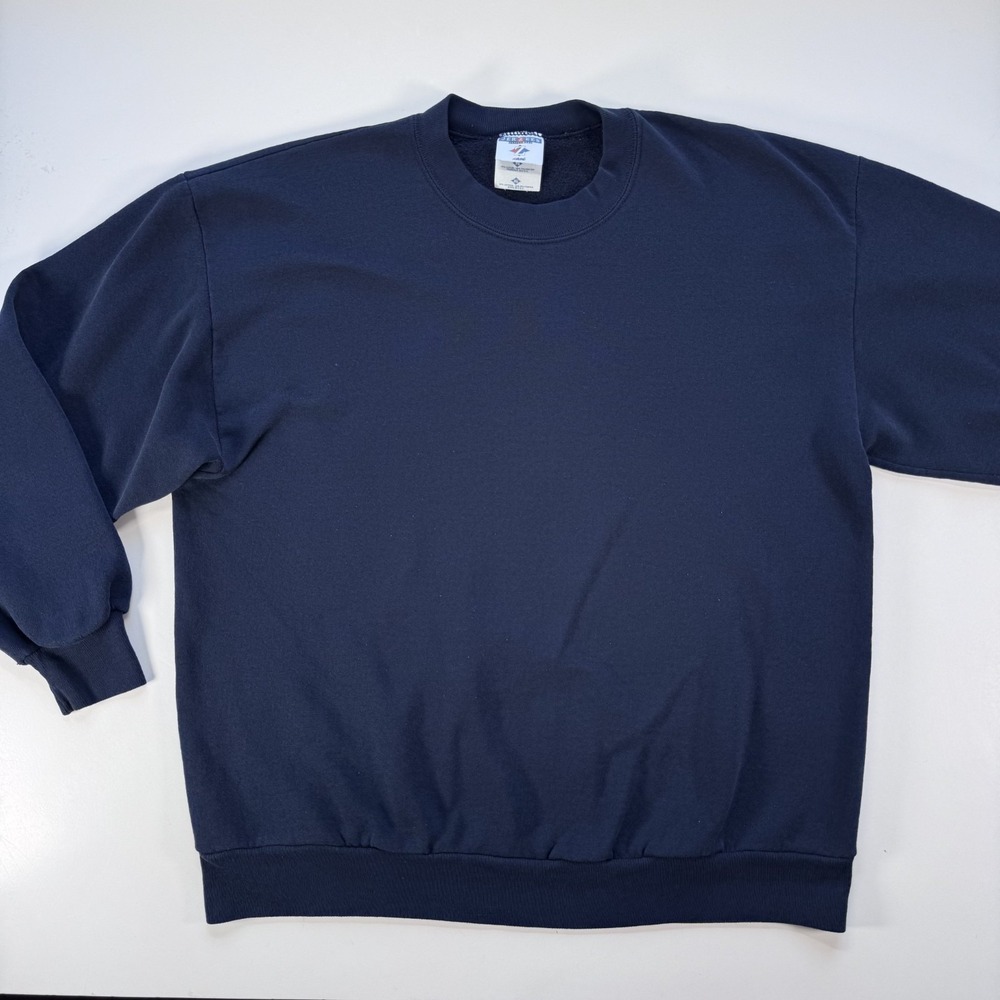Vintage JERZEES NuBlend Crew Neck Sweatshirt‎ Adult XL Blue Made USA